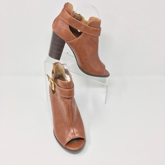 Fioni Peep-toe Booties Size 9.5 Brown - Picture 2 of 8